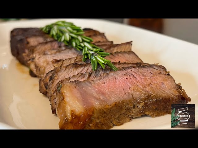 GARLIC BUTTER AND HERBS STRIPLOIN STEAK PAN SEARED “WELL DONE”