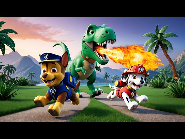 Paw Patrol Ultimate Rescue | MARSHALL x CHASE Got Chased By A Dinosaur? Very Funny Story | Rainbow 3