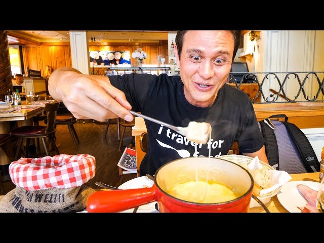 Swiss Food Tour - CHEESE FONDUE and Jumbo Cordon Bleu in Zurich, Switzerland!