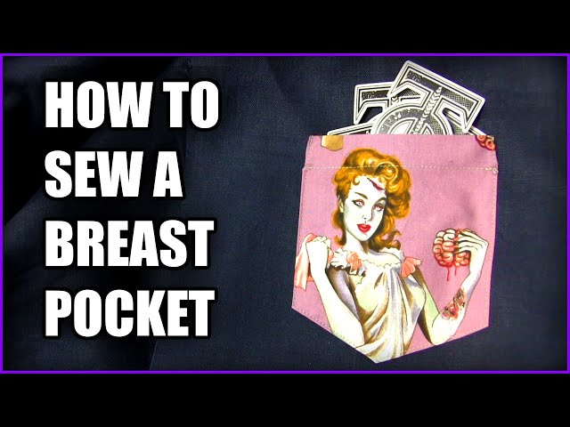 How to sew a breast pocket onto a shirt - Beginner level sewing tutorial