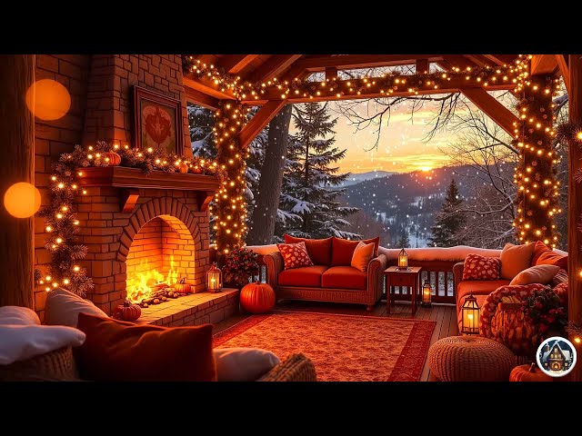 Cozy Winter Ambience | Crackling Fireplace & Blizzard Sounds - Relaxing Winter Retreat ❄️