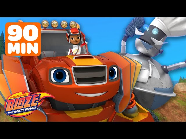 90 MINUTES of Robot Blaze vs. Crusher's Robots! 🤖 w/ AJ | Blaze and the Monster Machines