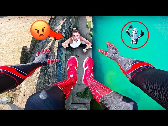 TWINS SPIDER-MAN PROS ESCAPING ANGRY MOM! (Funny Comedy Parkour POV)