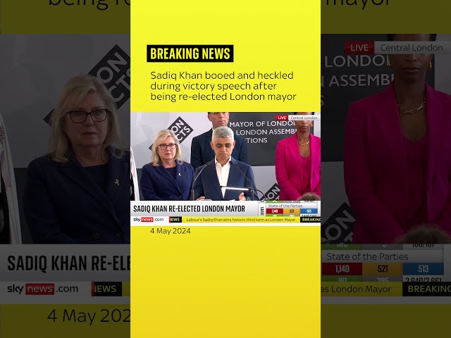 Sadiq Khan heckled by losing candidate as he's officially declared winner of London mayoral election