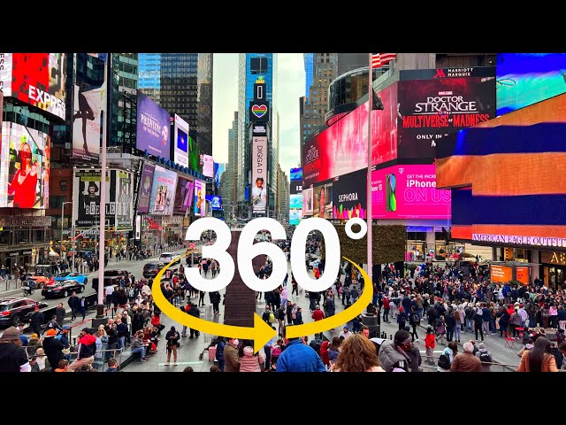 [4K 360°] TIMES SQUARE New York City Walking Tour April 2022