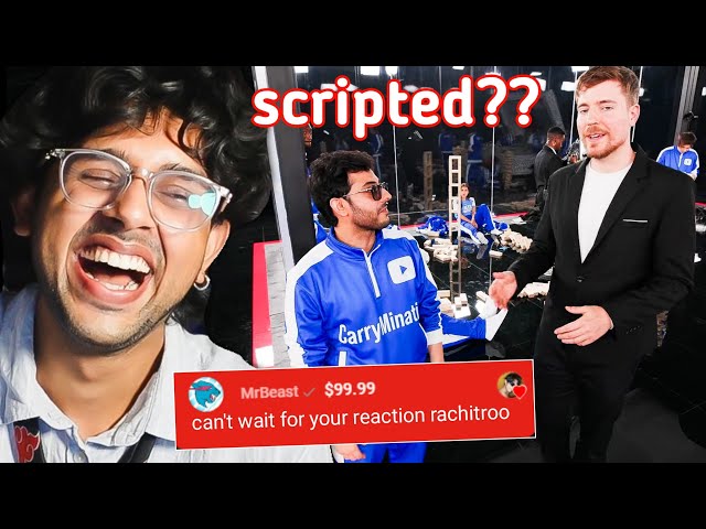 CarryMinati in MRBEAST Biggest Video - Rachitroo Reacts to MrBeast 50 YouTuber $1,000,000 Challenge