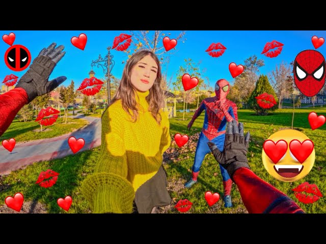 CRAZY VAMPIRE GIRL WILL NOT LEAVE SPIDER-MAN AND DEADPOOL ALONE (Halloween Love  POV)