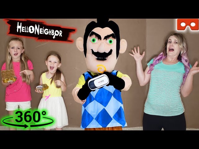 Hello Neighbor in Real Life Steals Our Golden Hatchimals! 360 Toy Scavenger Hunt VR!