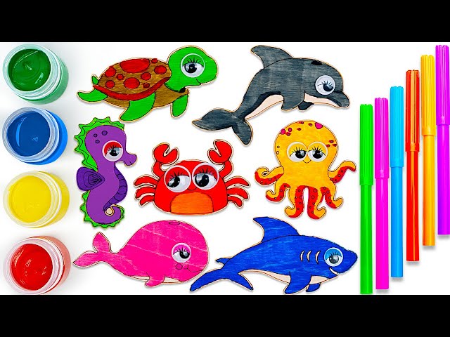 Let's Draw & Color Sea Animals | Best Learn Colors for Kids | Preschool Toddler Learning Video