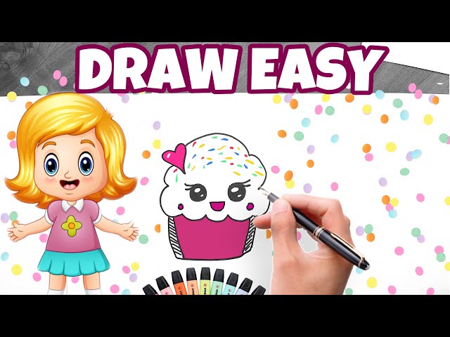 How to Draw a Cute Cupcake 🧁💕 | Easy Cartoon Drawing Tutorial for All Ages!