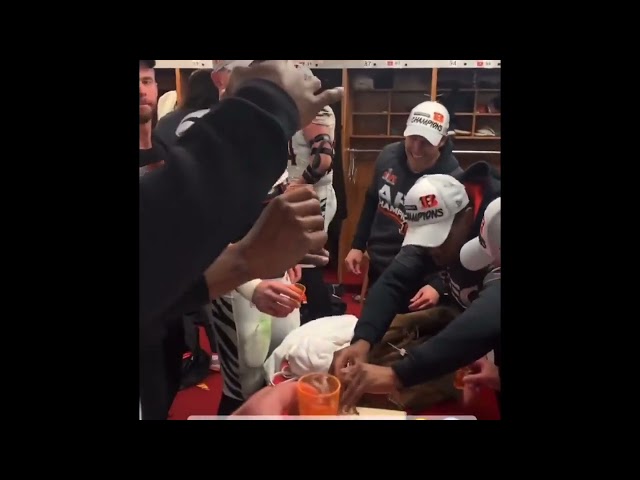 Bengals locker room celebration taking super bowl shots