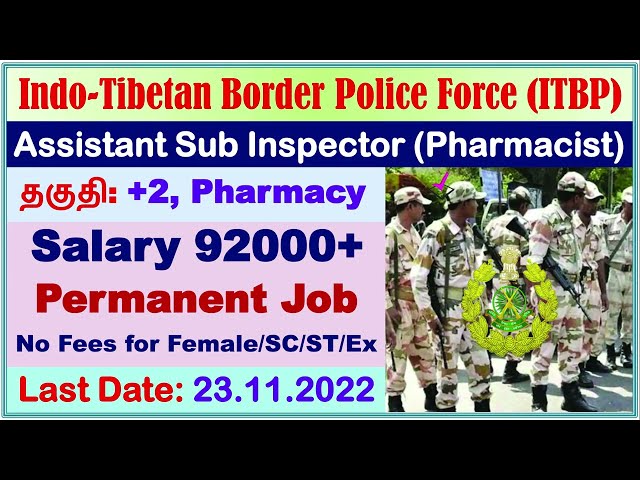 ITBP  Group ‘C’ Recruitment 2022 – Assistant Sub Inspector (Pharmacist) Posts, Application Form