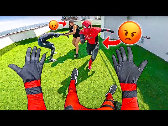 DEADPOOL Takes on SPIDER-MAN and POLICE GIRL in EPIC REAL LIFE Battle! (FUNNY COMEDY PARKOUR POV)