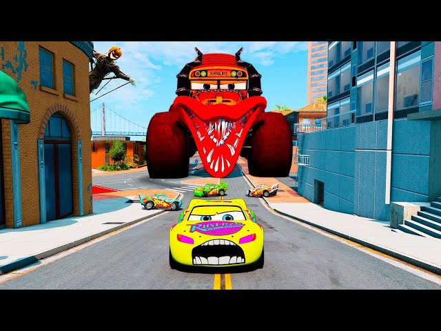 Lightning McQueen's Preparing for Halloween: Epic Escape from the Creepy Fritter Head-Eater Monsters