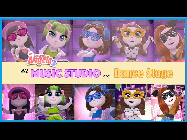 💃🏼🎼 My Talking Angela 2 - ALL DANCE STAGES AND MUSIC INSTRUMENTS Compilation 💃🏼🎼