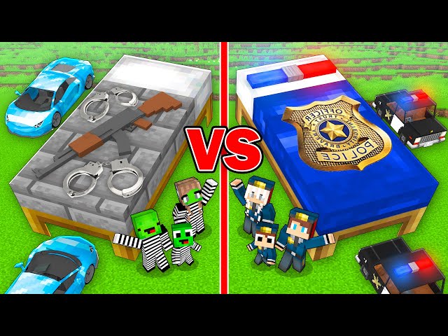 Mikey CRIMINAL vs JJ POLICE Bed Base in Minecraft - Maizen