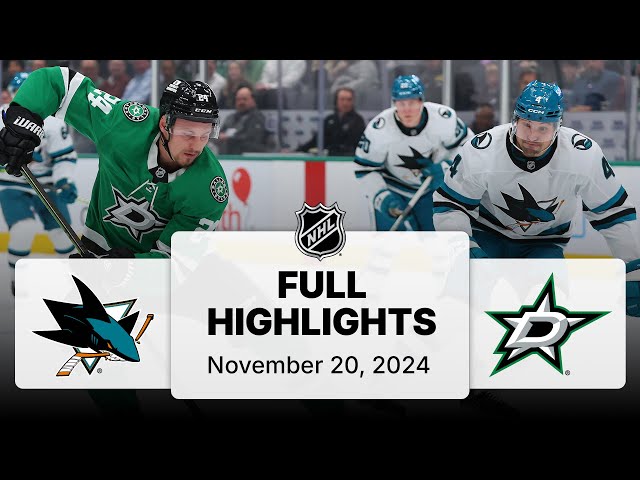 NHL Highlights | Sharks vs. Stars - November 20, 2024