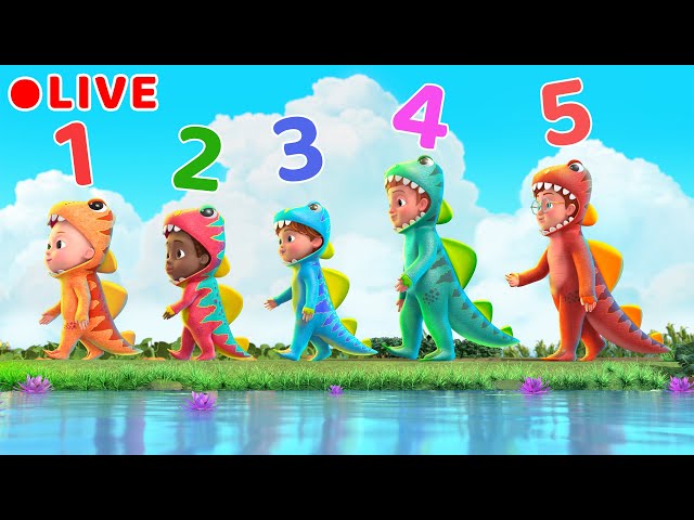 Number Song | Five Baby T-rex Went Out One Day | Beep Beep Nursery Rhymes