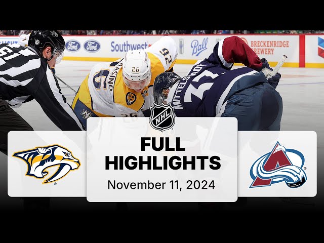 NHL Highlights | Predators vs. Avalanche | November 11, 2024