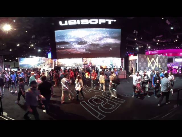 4K VR blogging E3 2016 surrounded by Eagle Flight trailers @ Ubisoft South Hall