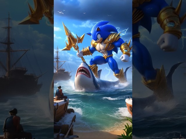 Sonic police team attacked by shark monster #sonic #shark  #shorts