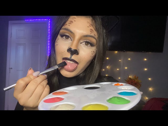 Asmr~ Spit Painting you for a Halloween party🎃👻🕸️(edible paint)