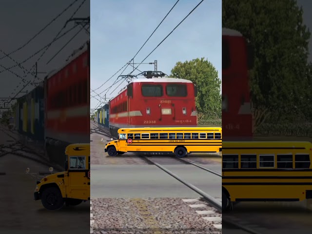 Bus, Tractor and bike trying stop the train comedy video | funny train video😂#shorts