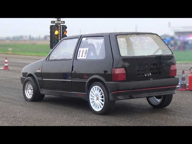 400HP Fiat Uno Turbo - Burnouts, Rev Limiters & Full Throttle Accelerations on the Airstrip!