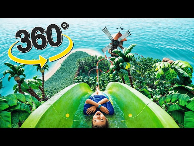 VR Virtual Reality 360°: Waterslide in a Tropical Paradise