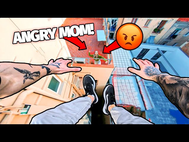 TWIN ESCAPING ANGRY MOM! (Extreme Rooftop Escape Chase POV)