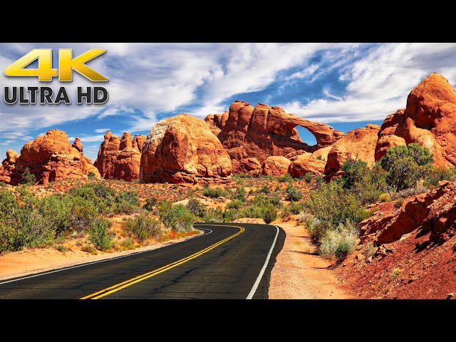 1.5 Hours of Scenic Desert Driving Through Arches National Park 4K Moab, Utah