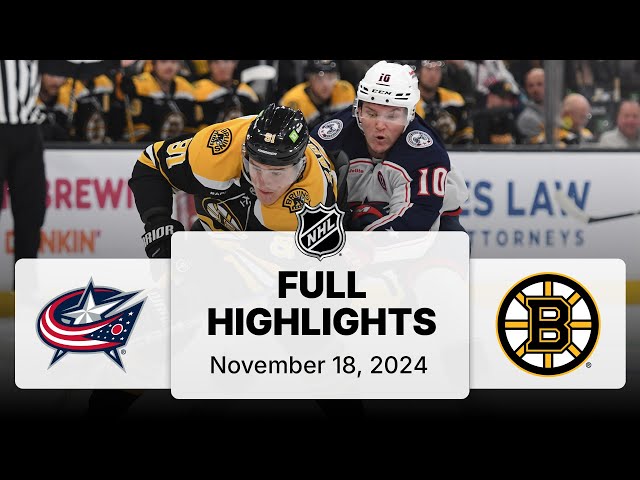 NHL Highlights | Blue Jackets vs. Bruins - November 18, 2024