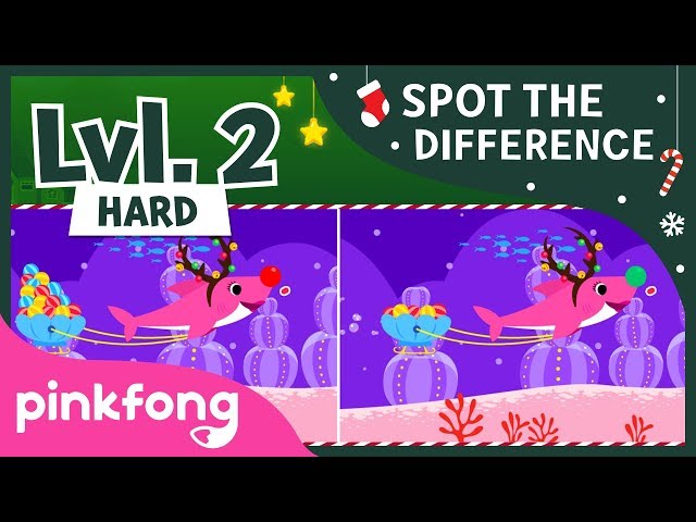 Spot the Difference: Christmas Sharks | Christmas Game | Pinkfong Songs for Children