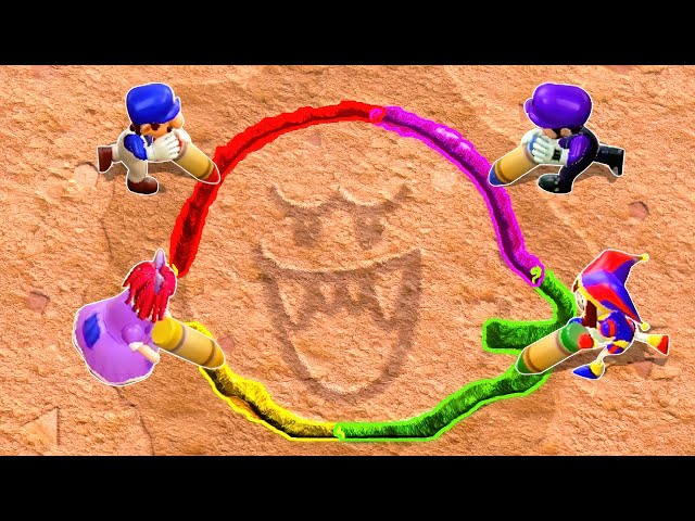 Mario Party Superstars Minigames - SMG4 Vs SMG3 Vs Pomni Vs Ragatha (Hardest Difficulty)