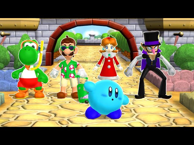 Mario Party 9 Garden Battle - Yoshi Vs Luigi Vs Daisy Christmas Vs Waluigi Vampire (Master CPU)