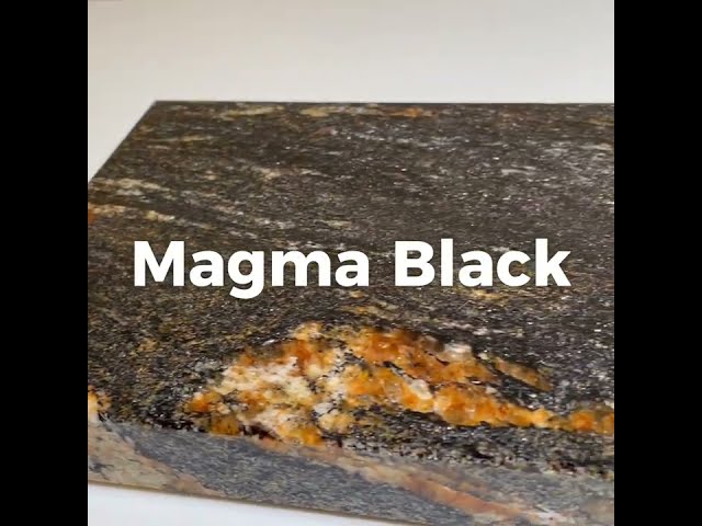 Žulové parapety z černého kamene se zlatými detaily - Magma Black