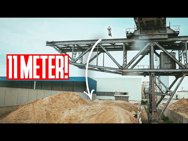 Our HIGHEST JUMP - 11 METERS into a SANDPILE | World record?!