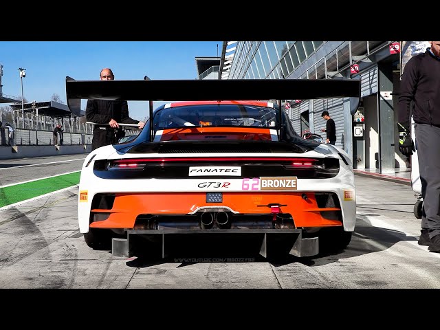 Porsche 992 GT3 R pure sound testing at Monza: Start Up, Pit Exit Accelerations, Downshifts!