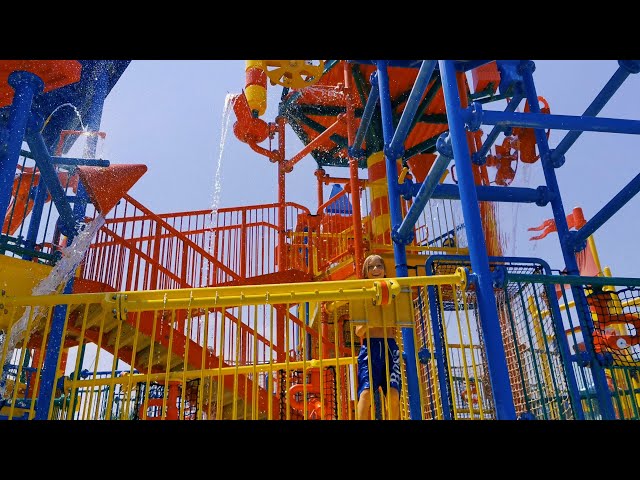 Oleg playing in Legoland Waterpark Dubai Parks and Resorts. Kids entertainment video