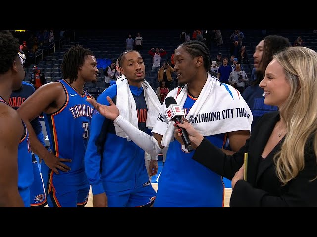 ‘Anyone wanna bark?’ Jalen Williams asks his teammates after OKC’s win | NBA on ESPN