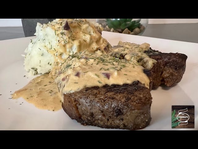 TENDERLOIN STEAK IN CREAMY CHEESY BUTTERY SAUCE