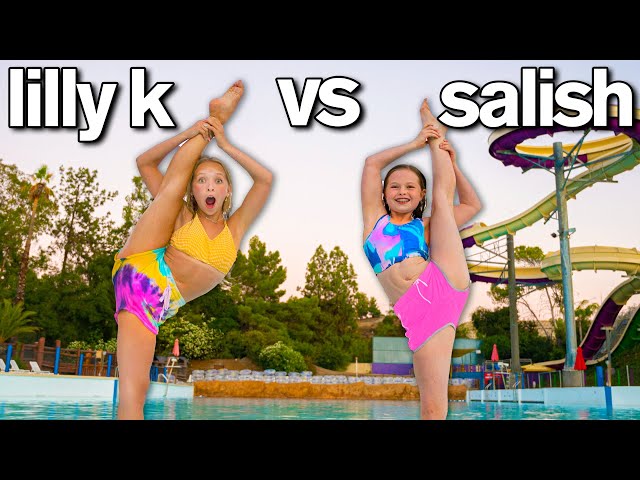 LAST TO LEAVE WATER PARK My Daughter vs Lilly K *Extreme Gymnastics Challenge*