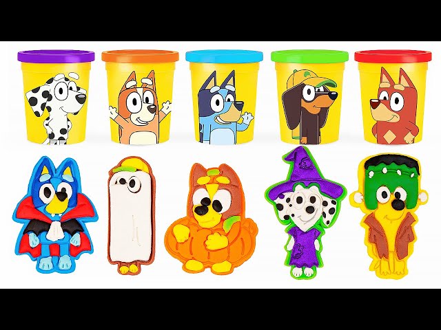 🎃 Bluey & Friends Halloween Play Doh Molds 🍬👻 Best Learn Colors | Preschool Toddler Learning Video