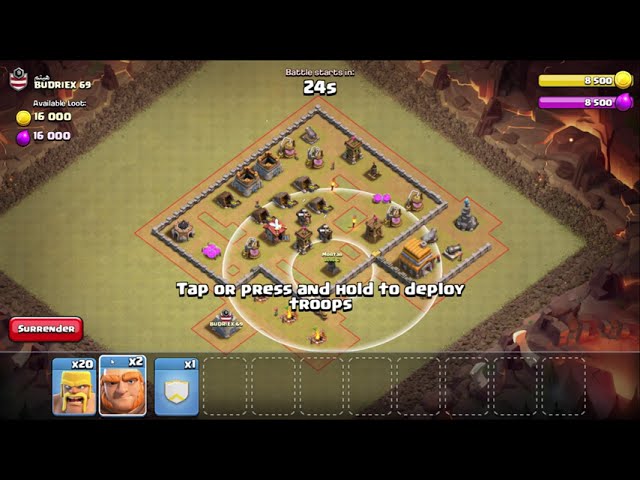 Town hall 2 vs town hall 5 clan war attack