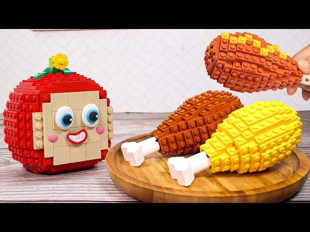 🔴 Lego Mukbang Giant Fried Chicken With Cocoapple IRL | Stop Motion Cooking ASMR Animation