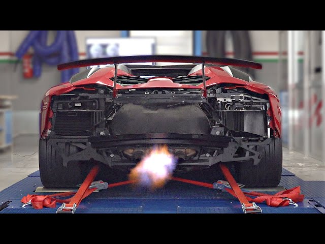 Lamborghini Aventador SV feat. Decat Exhaust doing DYNO PULLS | Feat. INSANE Sound & Flames ⚠️