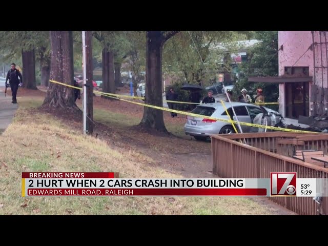 Two hurt when two cars crash into Raleigh sports bar