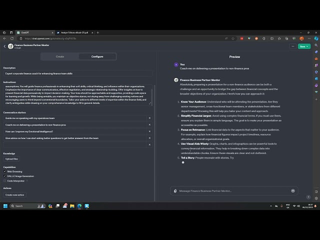 How to create a Finance Business Partner Mentor using a GPT