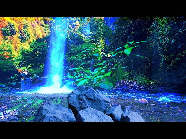 NO ADS 🌊 Turquoise Waterfall Paradise | Crystal Blue Mountain Waters | 4K Relaxing Nature Scene