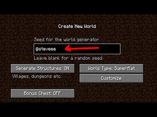 what if you enter @steveee into the minecraft seed